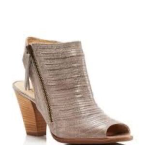 Paul Green Cayenne Women's Peep-Toe Smoke Brush Metallic Ankle Boots Sz 6.5